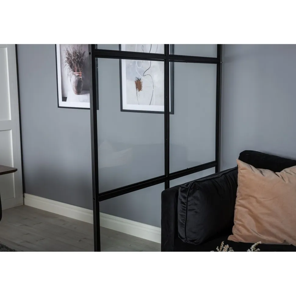 Tilanjakajaseinä Venture Home Leif, musta/lasi