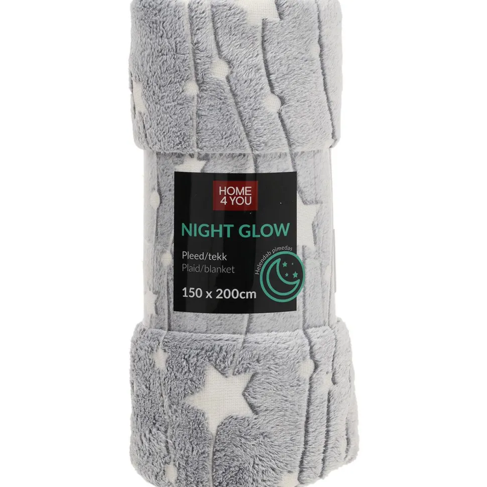 Torkkupeitto Home4You NIGHT LIGHT 150x200 cm, tähdet, harmaa