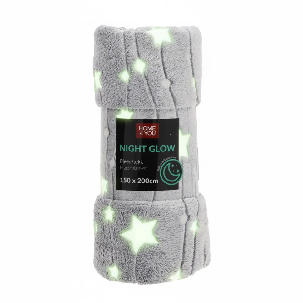 Torkkupeitto Home4You NIGHT LIGHT 150x200 cm, tähdet, harmaa