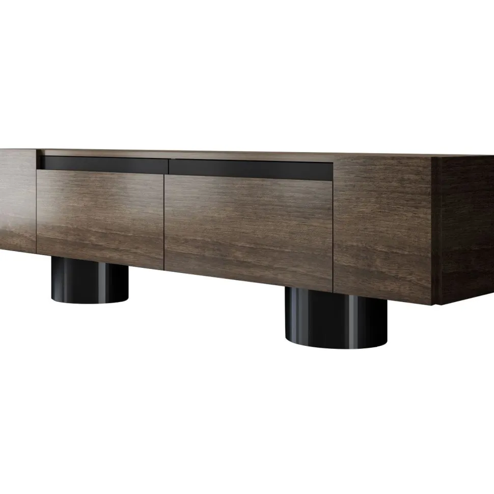 TV-taso Linento Furniture Bohem, 180cm, pähkinänruskea/musta