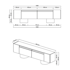TV-taso Linento Furniture Bohem, 180cm, pähkinänruskea/musta