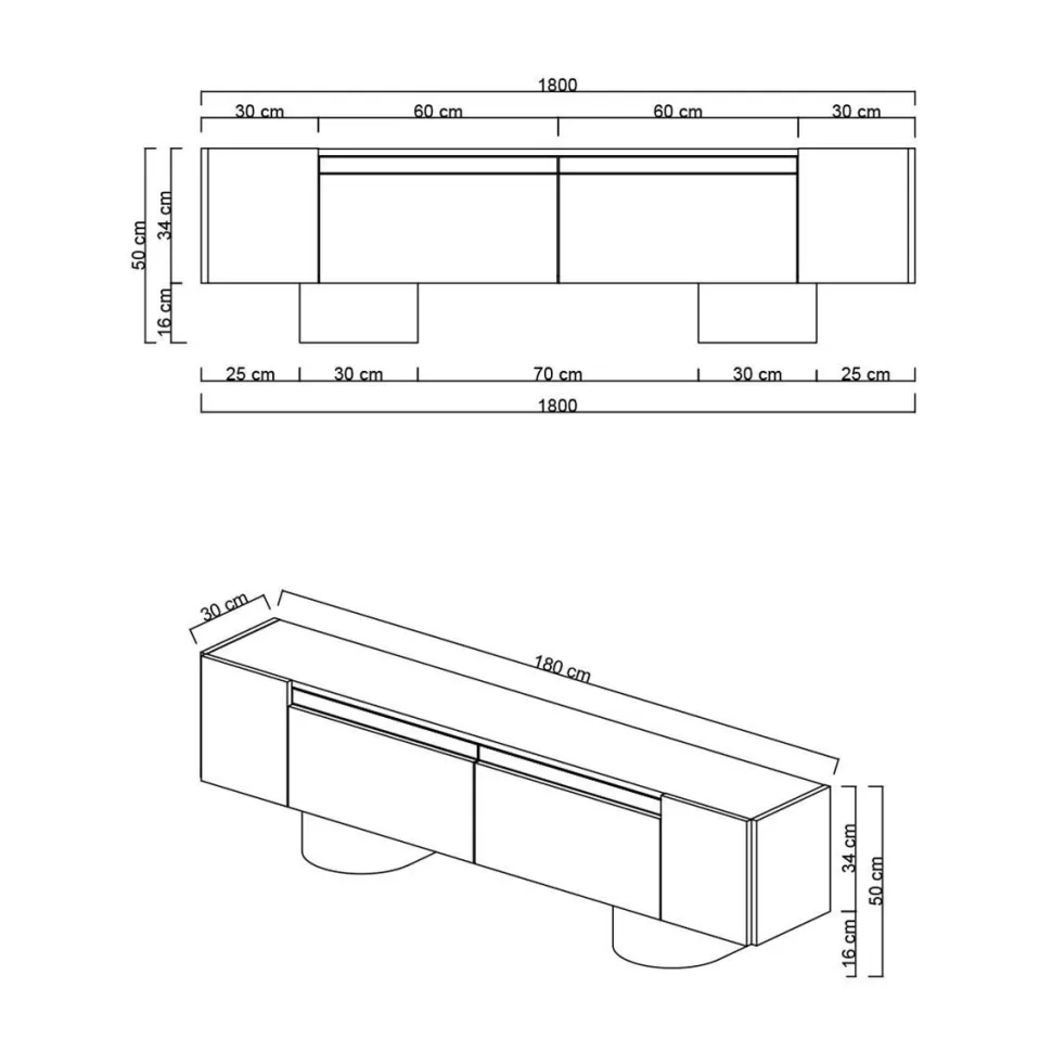 TV-taso Linento Furniture Bohem, 180cm, pähkinänruskea/musta