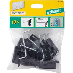 Työkalukoukku reikätauluun Wolfcraft 60 mm 10 kpl/pkt