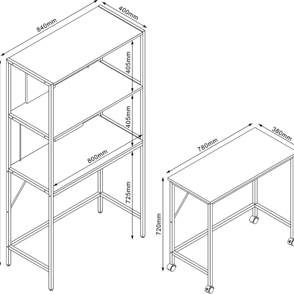 Työpöytä/hylly Home4You LESTER 84x40xK160 cm, melamiini