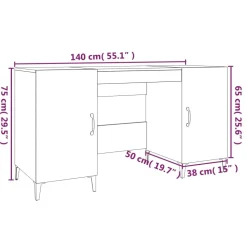 Työpyötä 1 140x50x75 cm tekninen puu savutammi