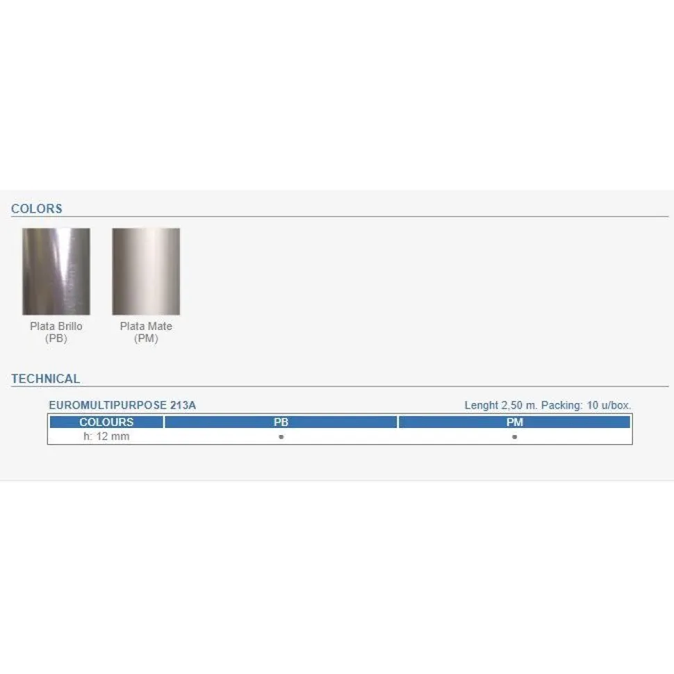 Ulkokulmapala Euroshrink ulkokulma-/boordilistaan alumiini e-213a, 12mm, eri värejä