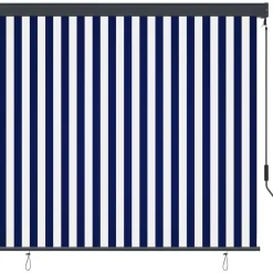 Ulkorullaverho 160x250 cm sininen ja valkoinen
