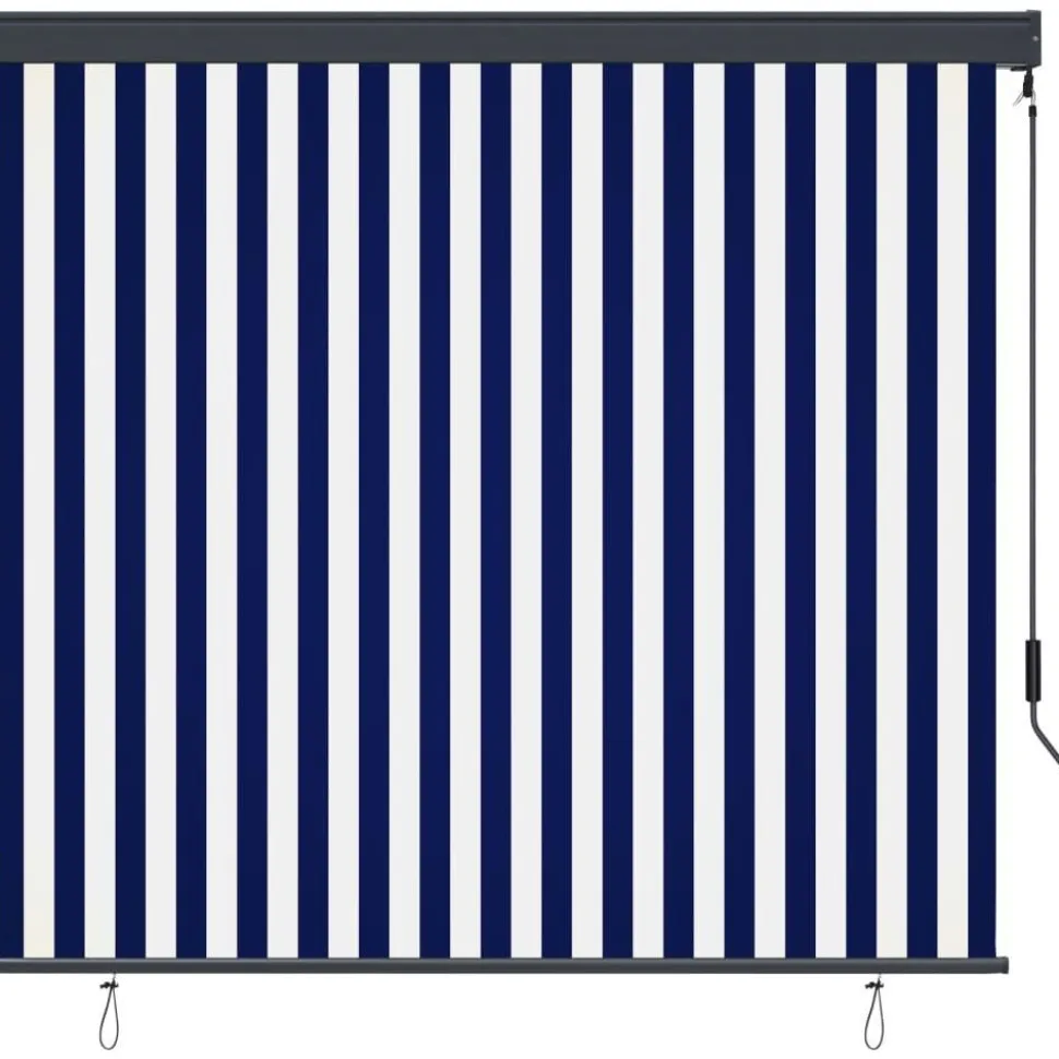 Ulkorullaverho 160x250 cm sininen ja valkoinen
