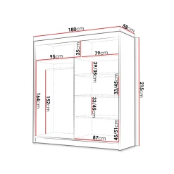 Vaatekaappi BALI 180 IV, eri värivaihtoehtoja