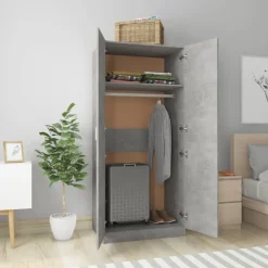 Vaatekaappi betoninharmaa 80cm lastulevy