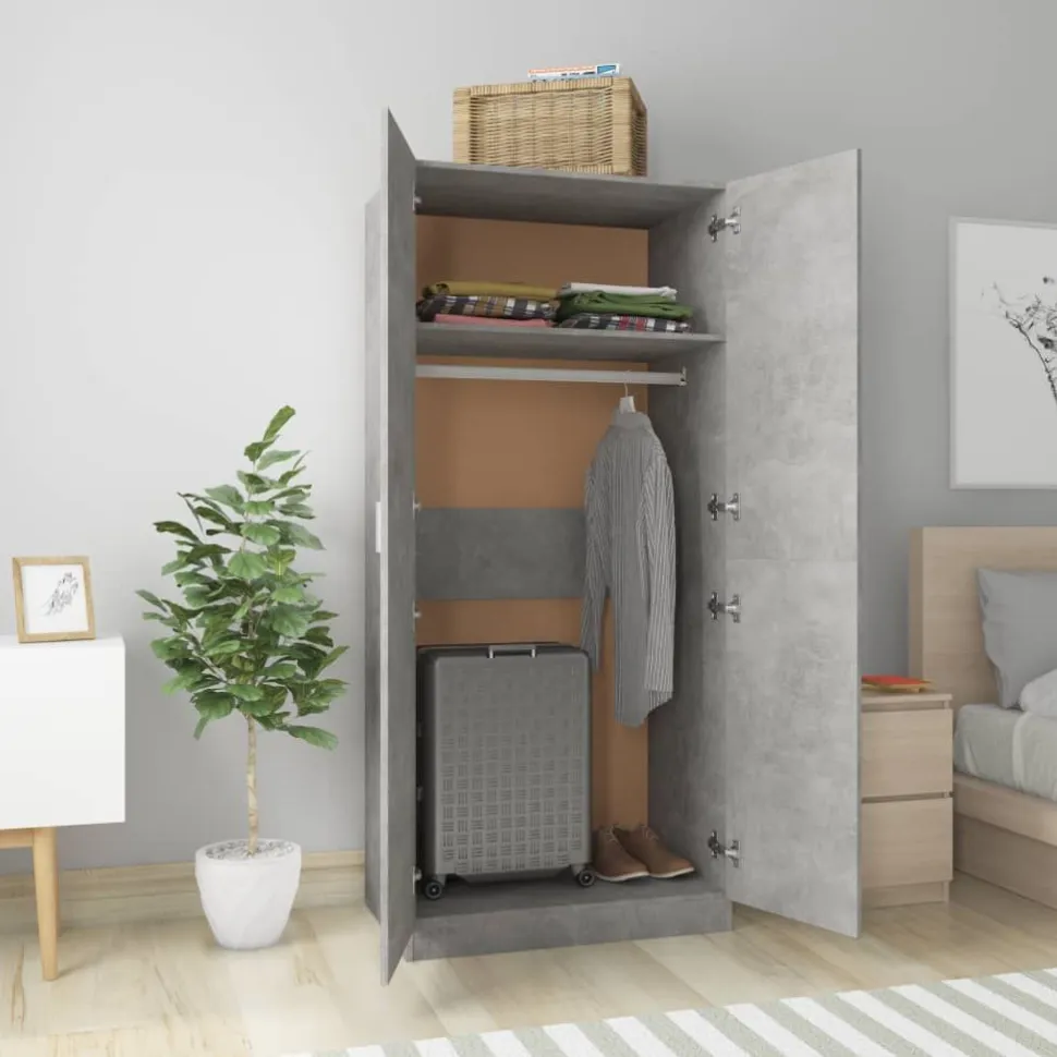 Vaatekaappi betoninharmaa 80cm lastulevy