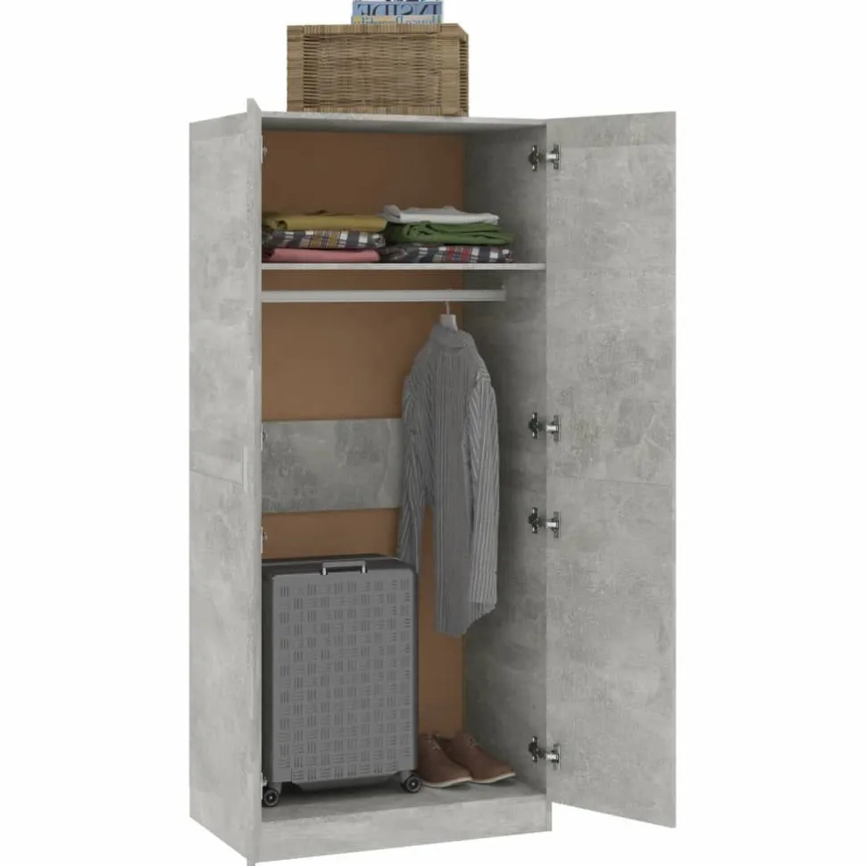 Vaatekaappi betoninharmaa 80cm lastulevy