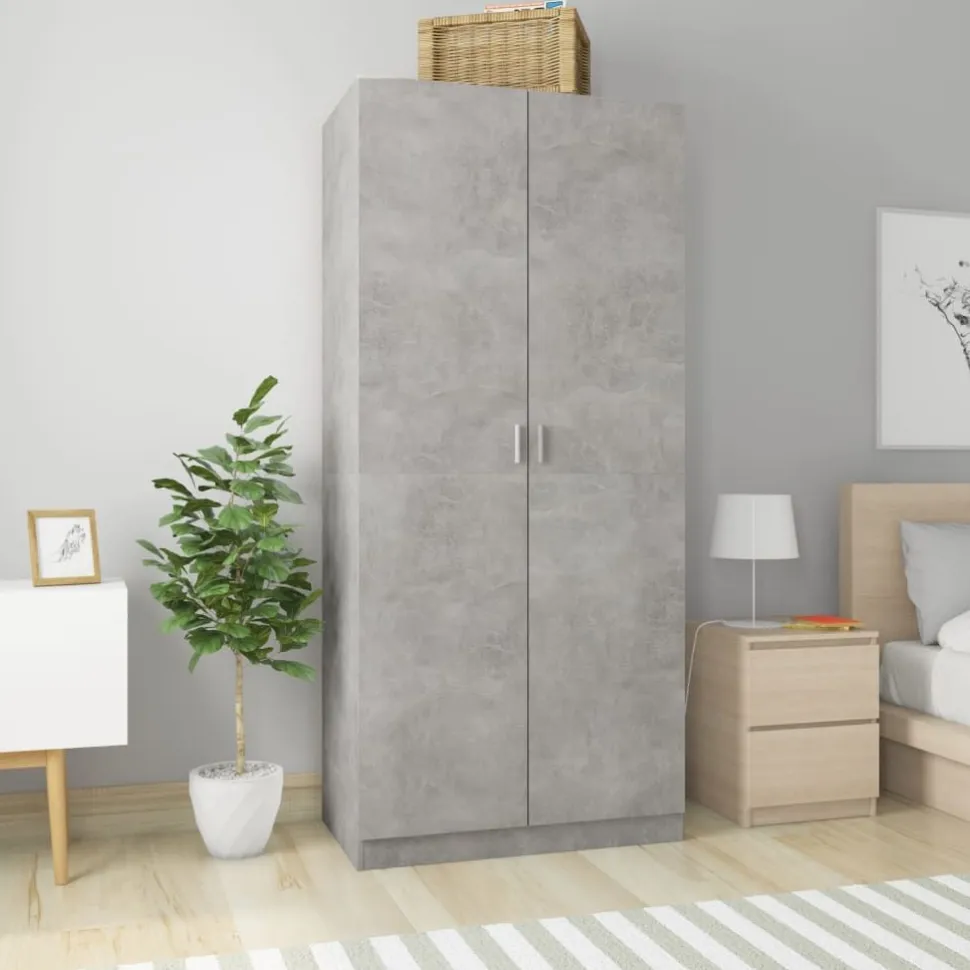 Vaatekaappi betoninharmaa 90cm lastulevy
