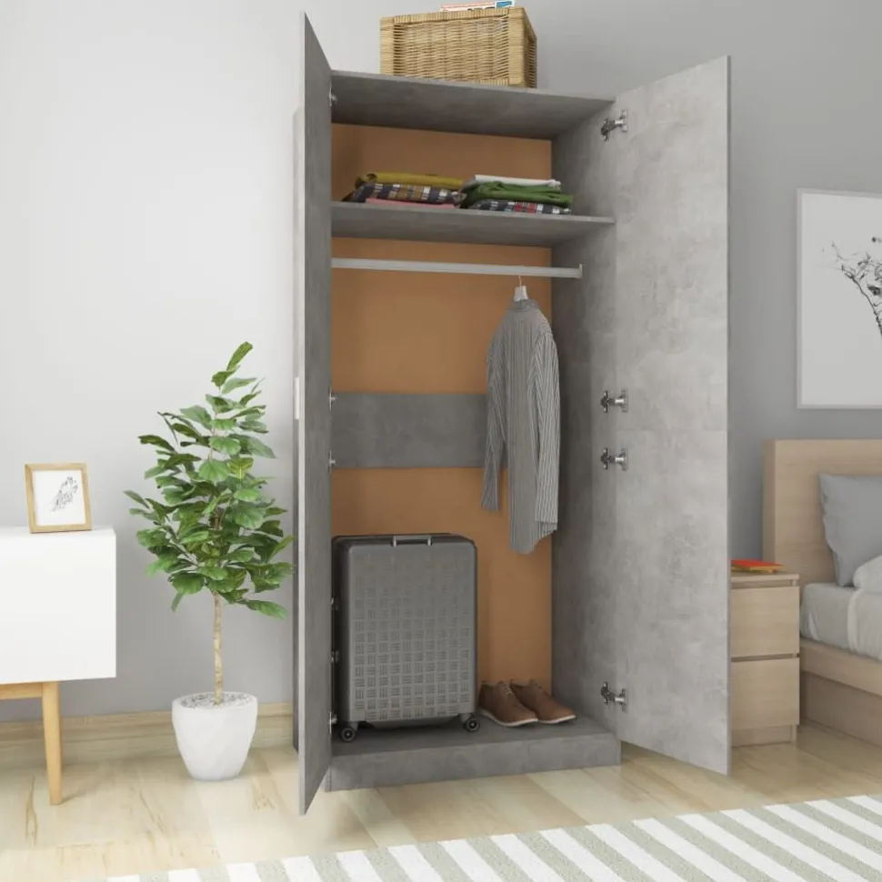Vaatekaappi betoninharmaa 90cm lastulevy