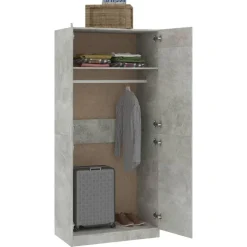Vaatekaappi betoninharmaa 90cm lastulevy