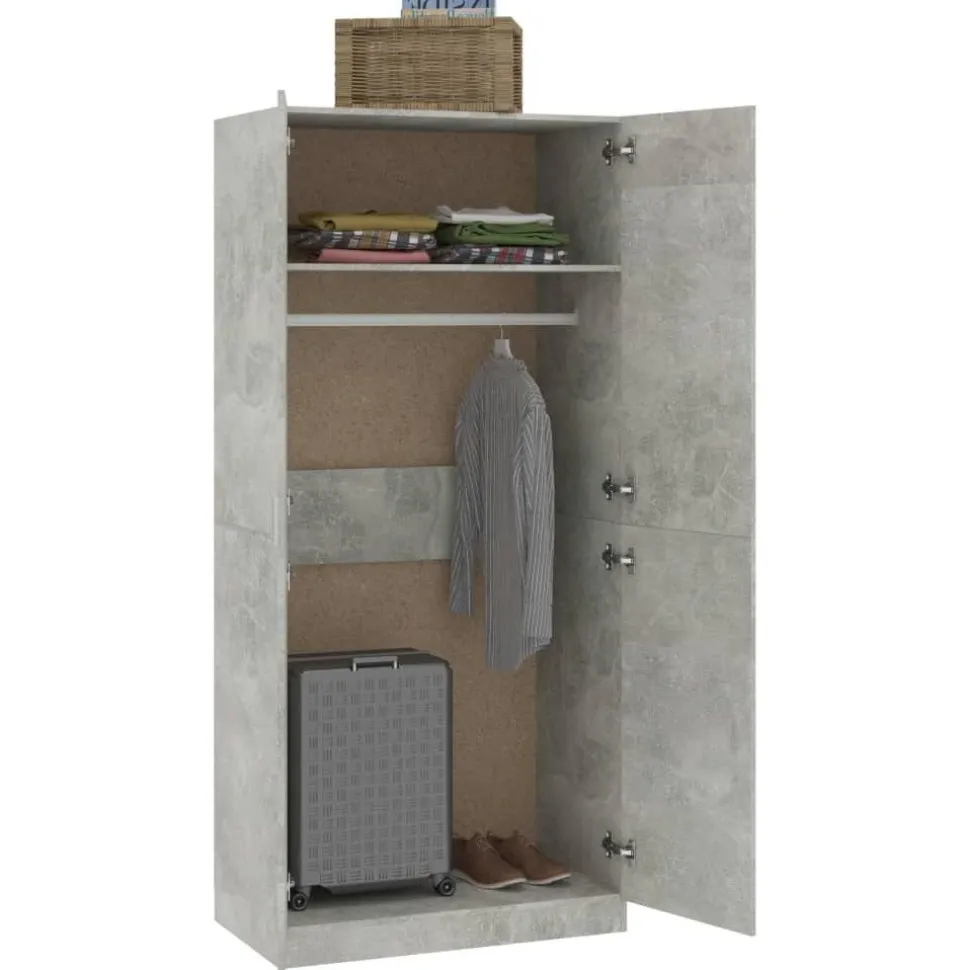 Vaatekaappi betoninharmaa 90cm lastulevy