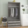 Vaatekaappi betoninharmaa 100cm lastulevy