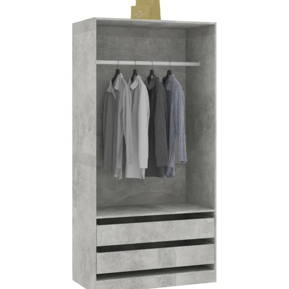Vaatekaappi betoninharmaa 100cm lastulevy