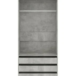 Vaatekaappi betoninharmaa 100cm lastulevy