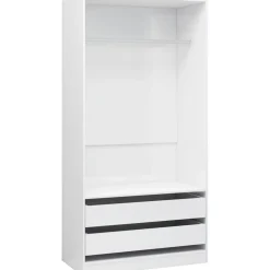 Vaatekaappi 100cm lastulevy korkeakiilto valkoinen