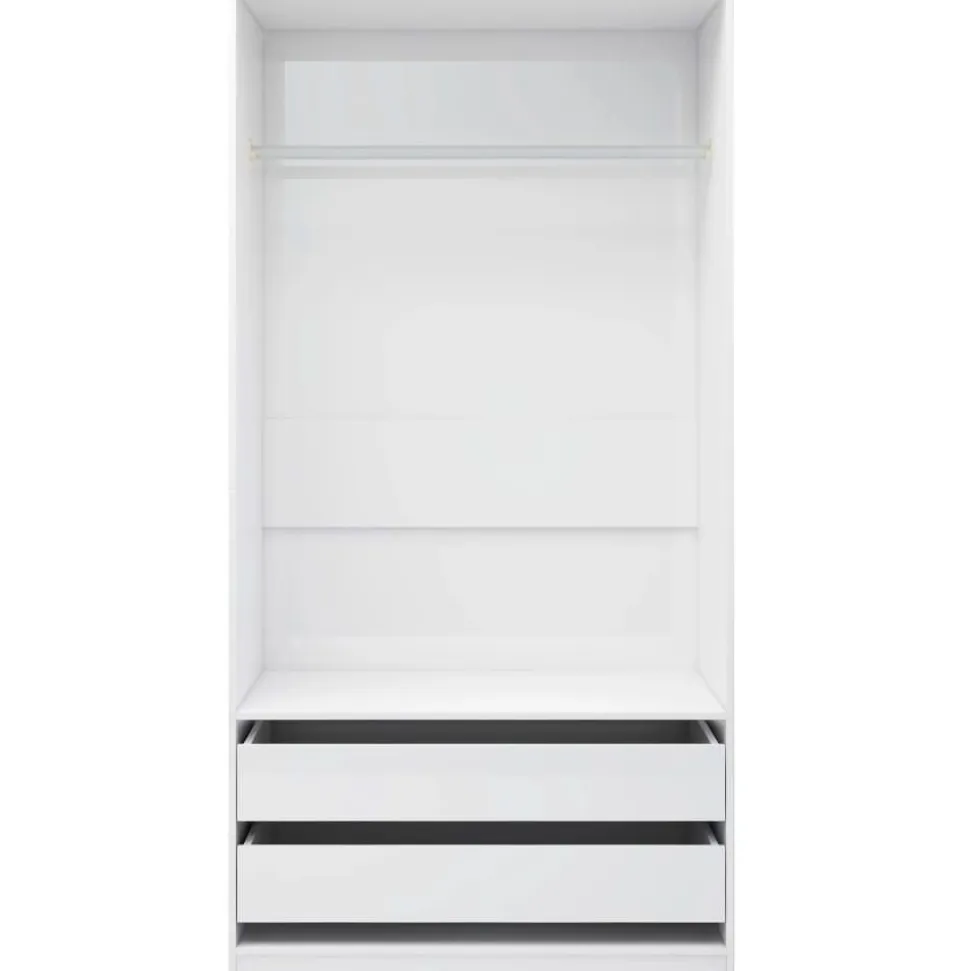 Vaatekaappi 100cm lastulevy korkeakiilto valkoinen