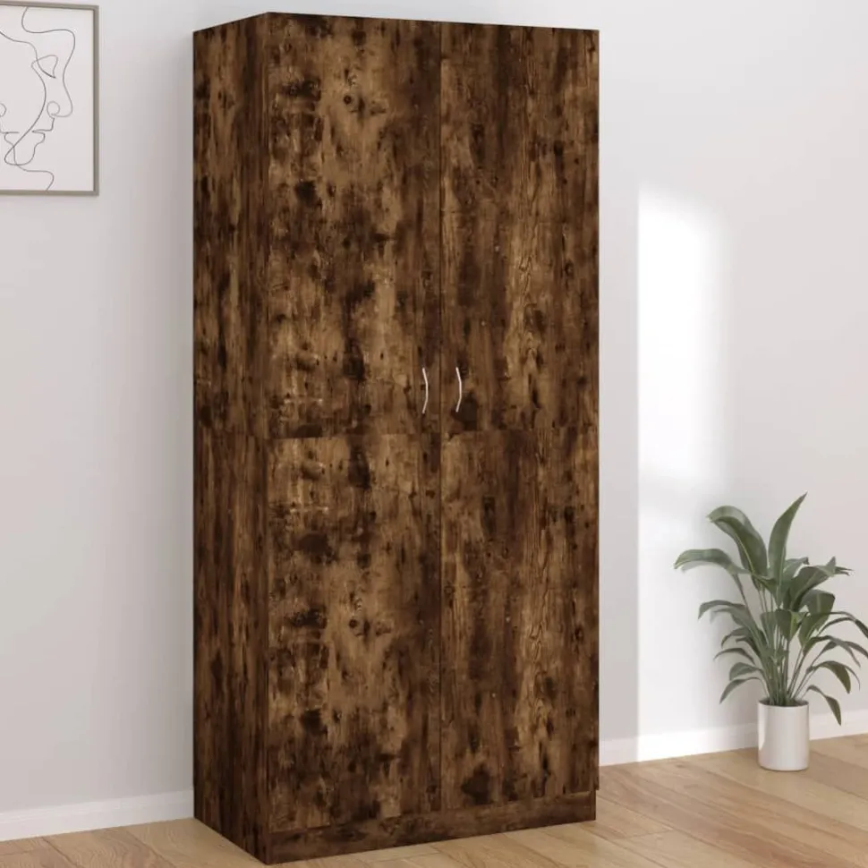 Vaatekaappi 90cm tekninen puu harmaa