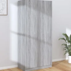 Vaatekaappi 90cm tekninen puu harmaa