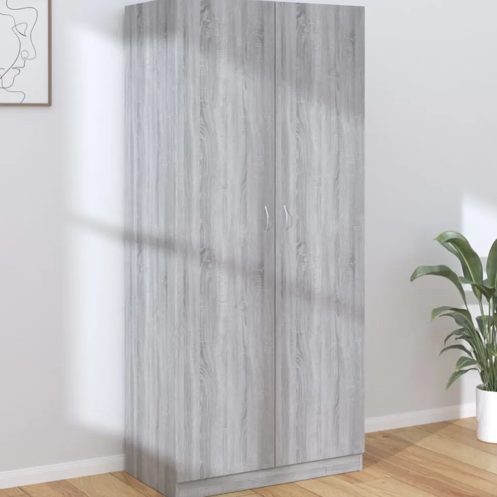 Vaatekaappi 90cm tekninen puu harmaa