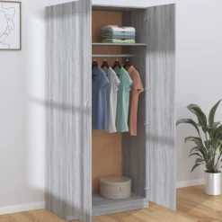 Vaatekaappi 90cm tekninen puu harmaa