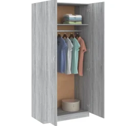 Vaatekaappi 90cm tekninen puu harmaa