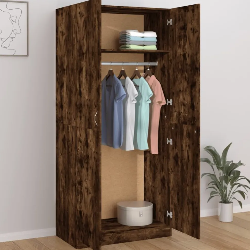 Vaatekaappi 90cm tekninen puu harmaa