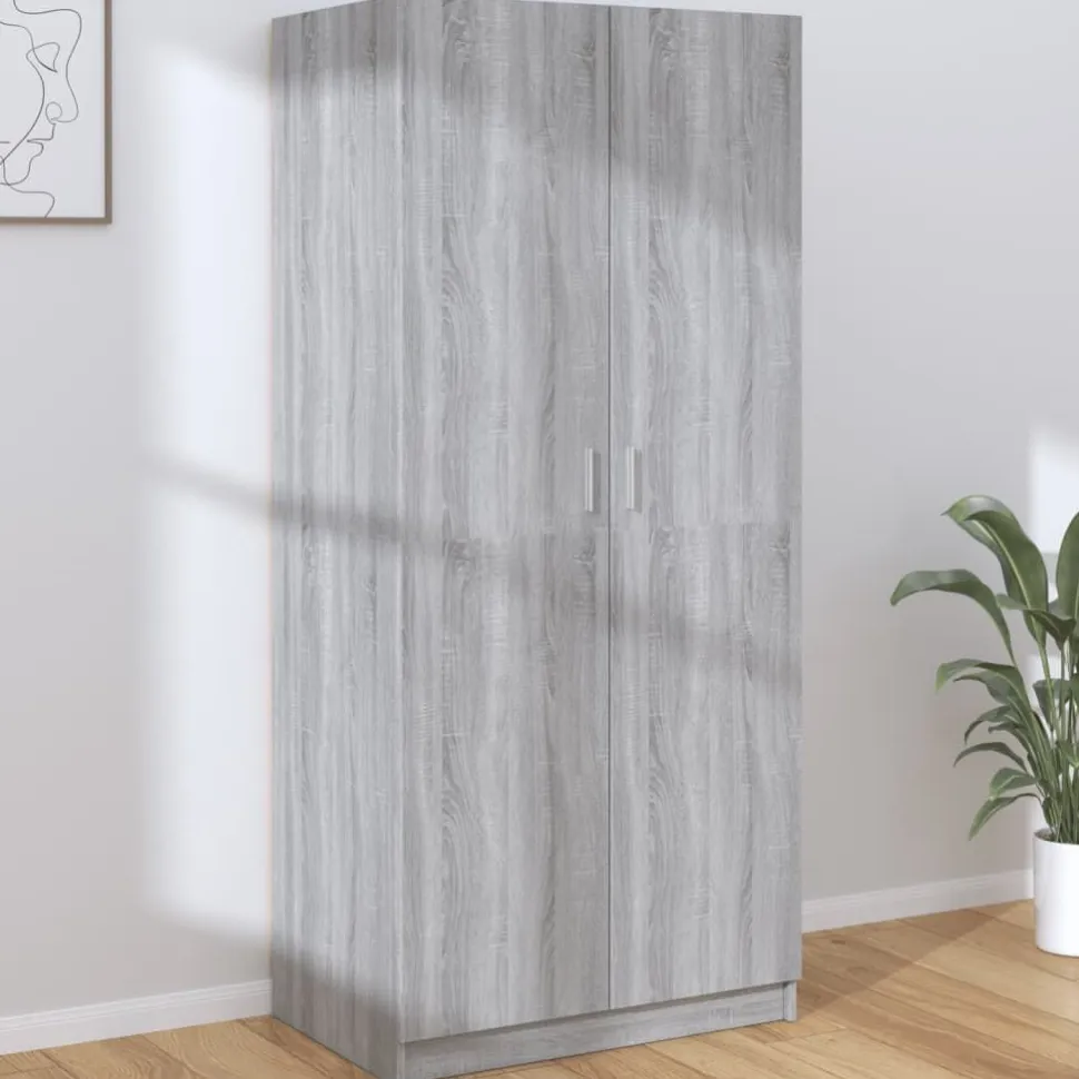 Vaatekaappi 80cm tekninen puu harmaa