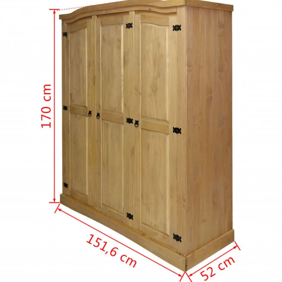 Vaatekaappi Corona 3 ovea Meksikon mänty 151,6cm