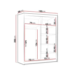 Vaatekaappi FLAVIO 150 IV, beige (1701)