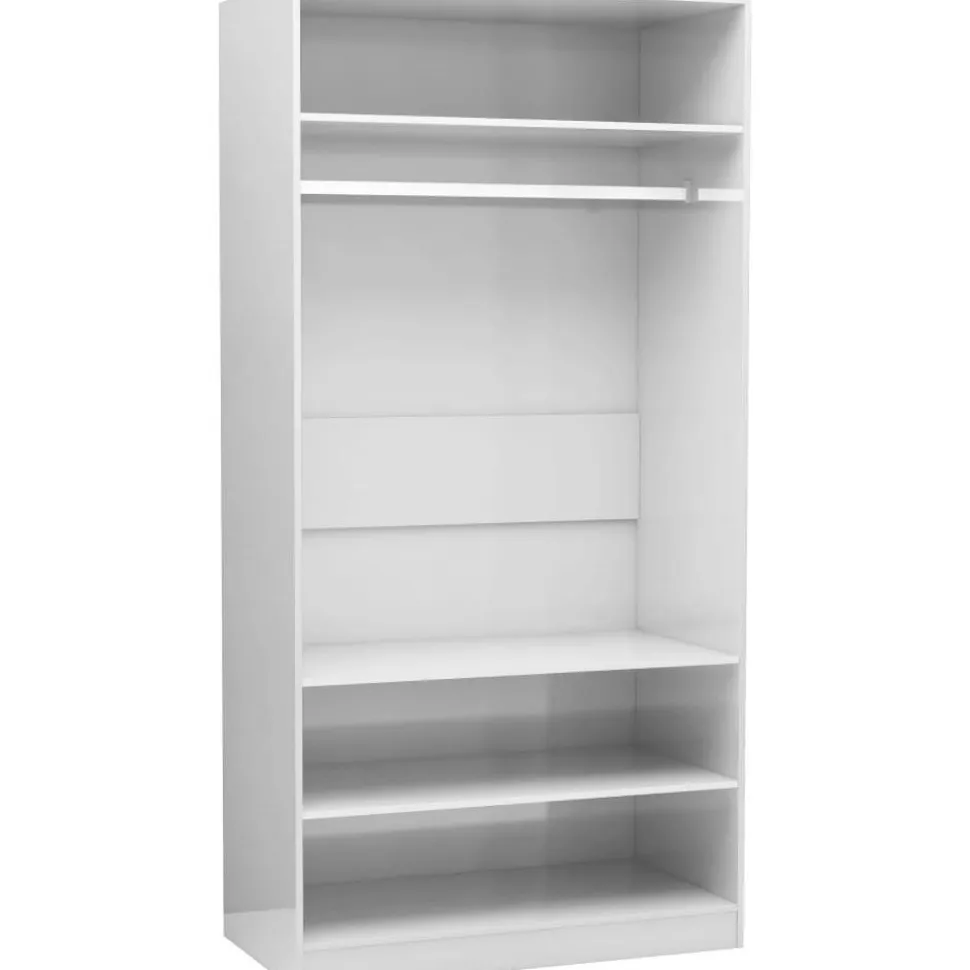 Vaatekaappi korkeakiilto valkoinen 100cm lastulevy