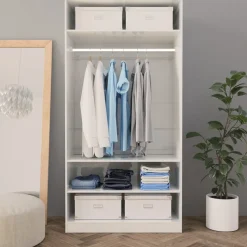 Vaatekaappi korkeakiilto valkoinen 100cm lastulevy