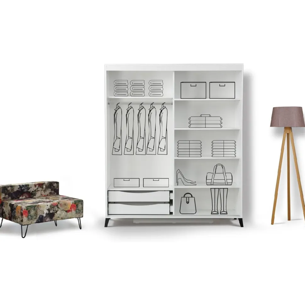 Vaatekaappi Linento Furniture Pasific Home Fuga, 150cm, valkoinen