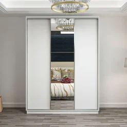 Vaatekaappi liukuovilla Linento Furniture Enda 7842 240x180cm valkoinen