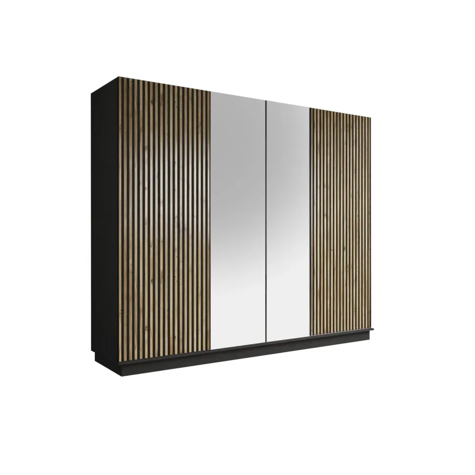 Vaatekaappi liukuovilla Linento Furniture FRN-9022, musta/atlassetri