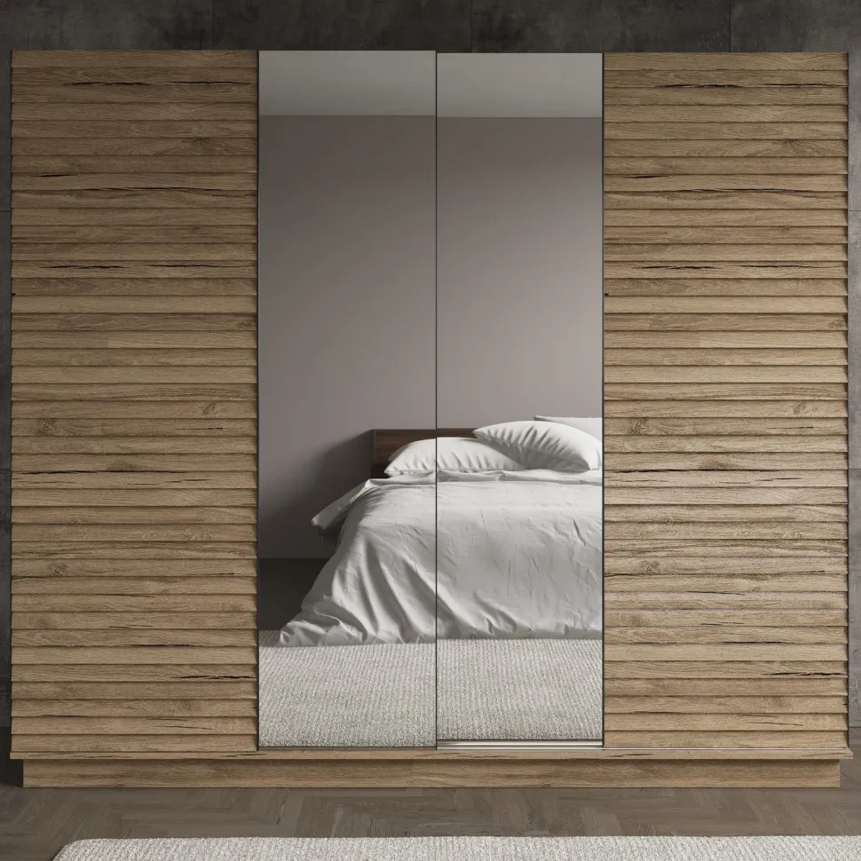 Vaatekaappi liukuovilla Linento Furniture FRN-7003, pähkinäpuu