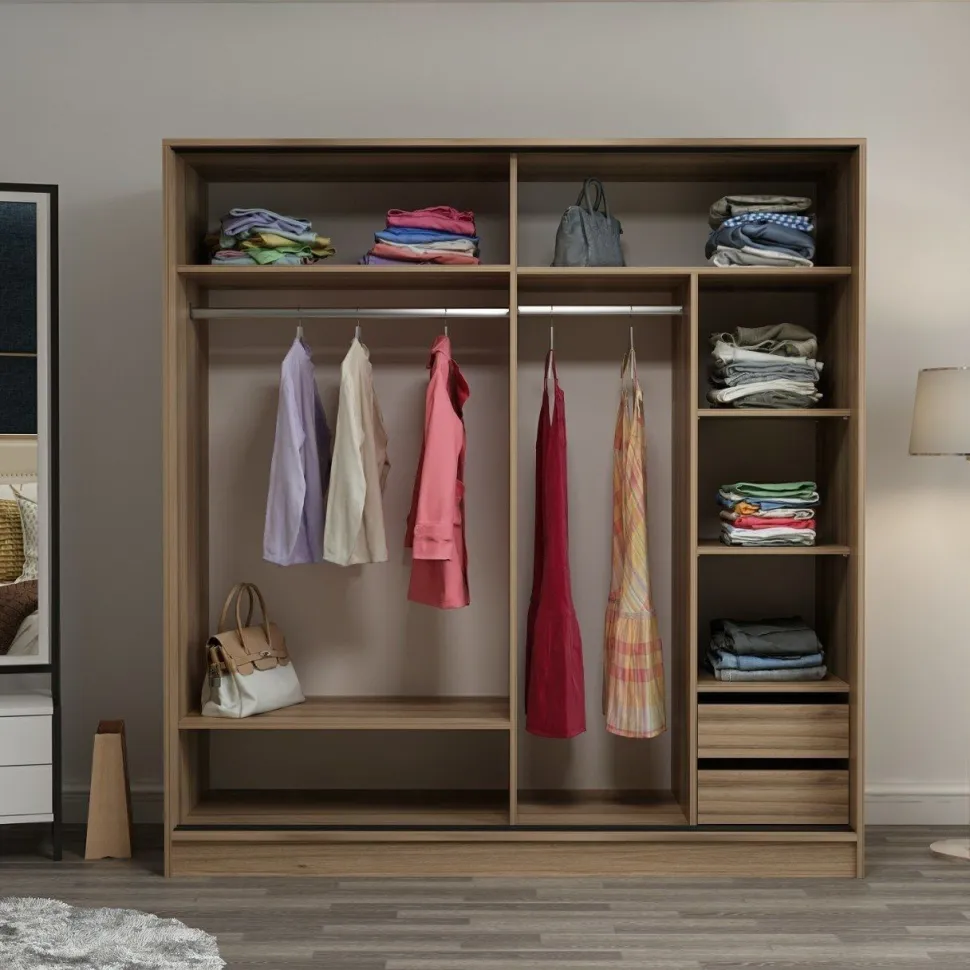 Vaatekaappi liukuovilla Linento Furniture Kale-3174, 180x190cm, ruskea