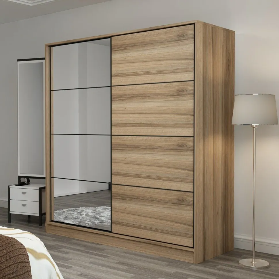 Vaatekaappi liukuovilla Linento Furniture Kale-3174, 180x190cm, ruskea