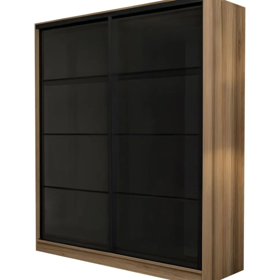 Vaatekaappi liukuovilla Linento Furniture Kale 8355 210x180cm ruskea/savu