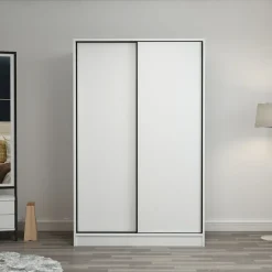 Vaatekaappi liukuovilla Linento Furniture Kale 2307 190x120cm valkoinen