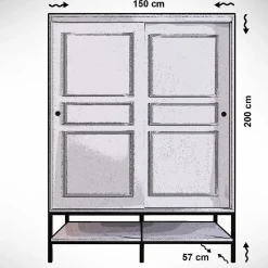 Vaatekaappi liukuovilla Linento Furniture Martin, 150cm, valkoinen