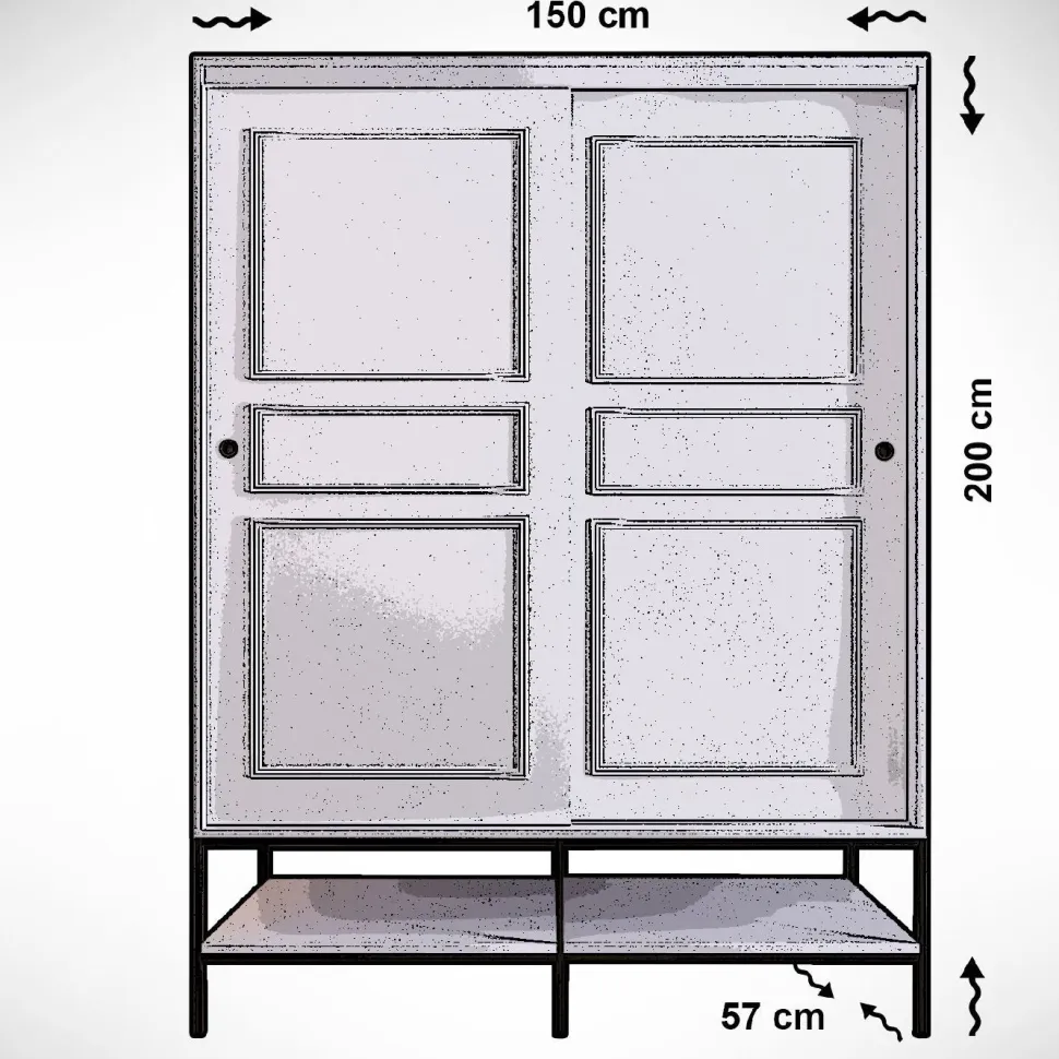 Vaatekaappi liukuovilla Linento Furniture Martin, 150cm, valkoinen