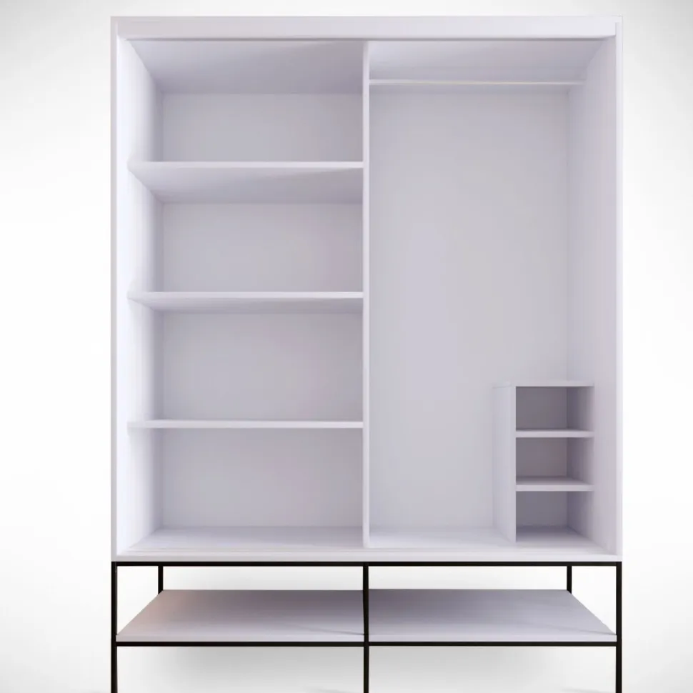 Vaatekaappi liukuovilla Linento Furniture Martin, 150cm, valkoinen