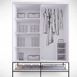 Vaatekaappi liukuovilla Linento Furniture Martin, 150cm, valkoinen