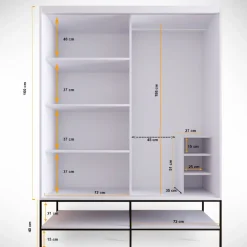 Vaatekaappi liukuovilla Linento Furniture Martin, 150cm, valkoinen