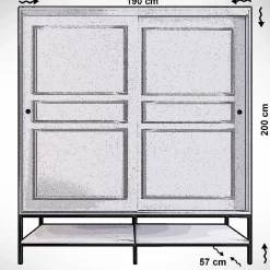 Vaatekaappi liukuovilla Linento Furniture Martin, 190cm, valkoinen